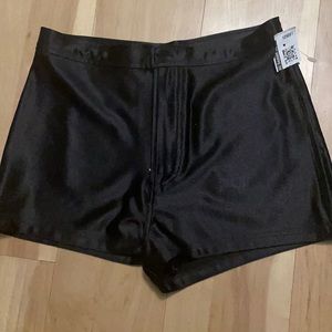 American Apparel DISCO SATIN Shorts Shiny BLACK stretch size M